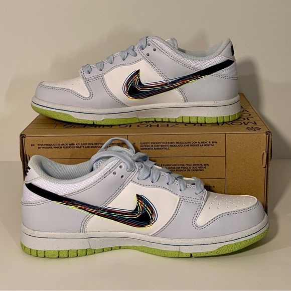 🧩[NEW] NIKE DUNK LOW 3D SWOOSH GREY GRADE SCHOOL YOUTH SHOES SIZE 5Y SNEAKERS🧩 - Picture 9 of 12